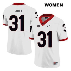 Women's Georgia Bulldogs NCAA #31 William Poole Nike Stitched White Legend Authentic College Football Jersey PIA5254FJ